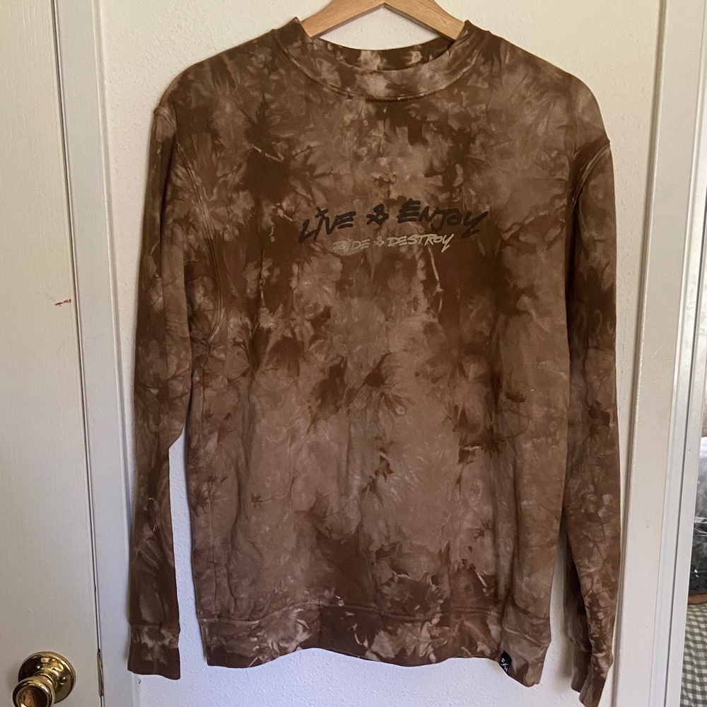 Fasthouse Emil Johansson Brown Tie-Dye Live & Enjoy Crewneck Sweatshirt